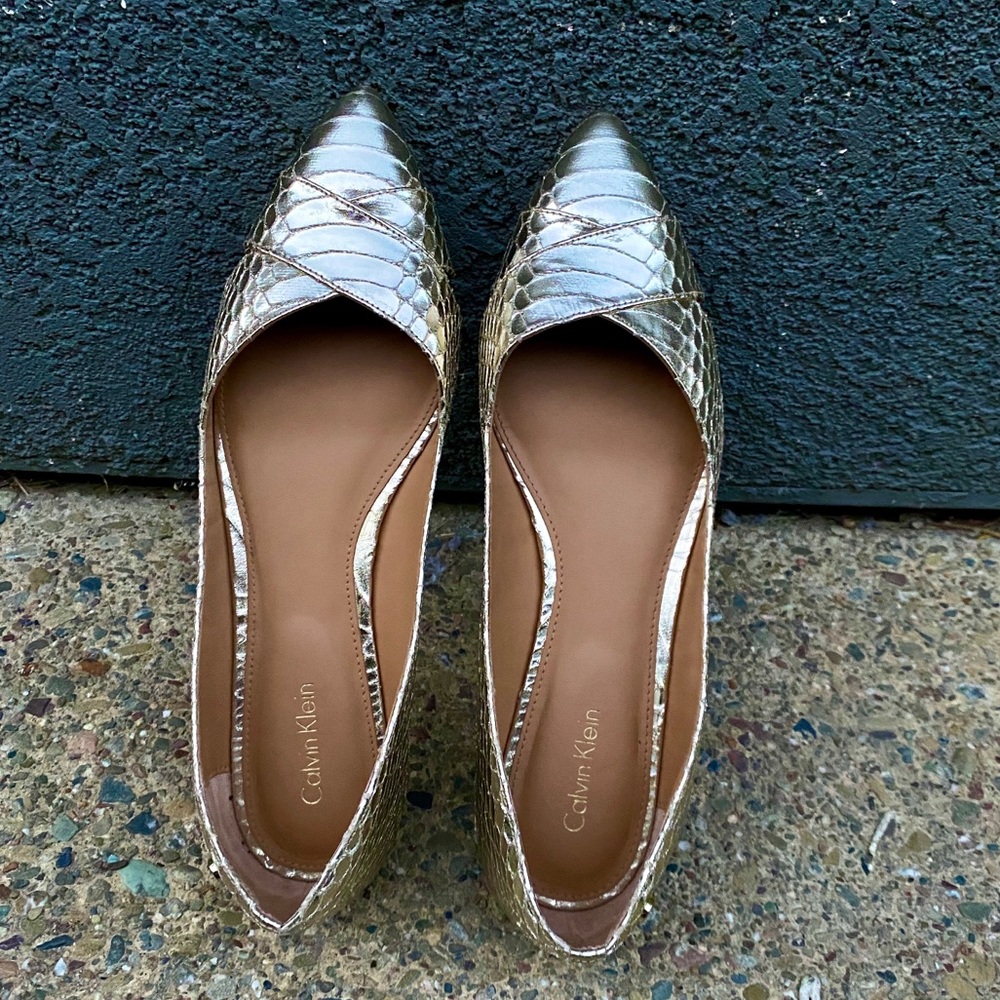 Calvin Klein Gold Flats